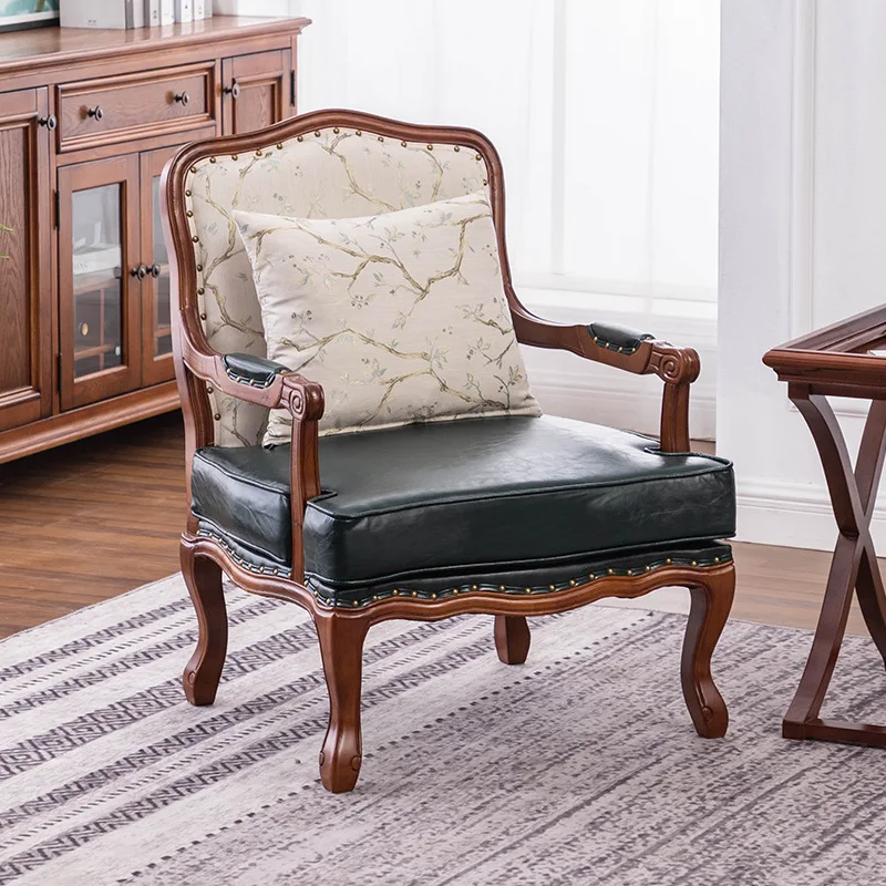 American country log splicing single small sofa French study chair bedroom tiger chair balcony fabric lounge chair