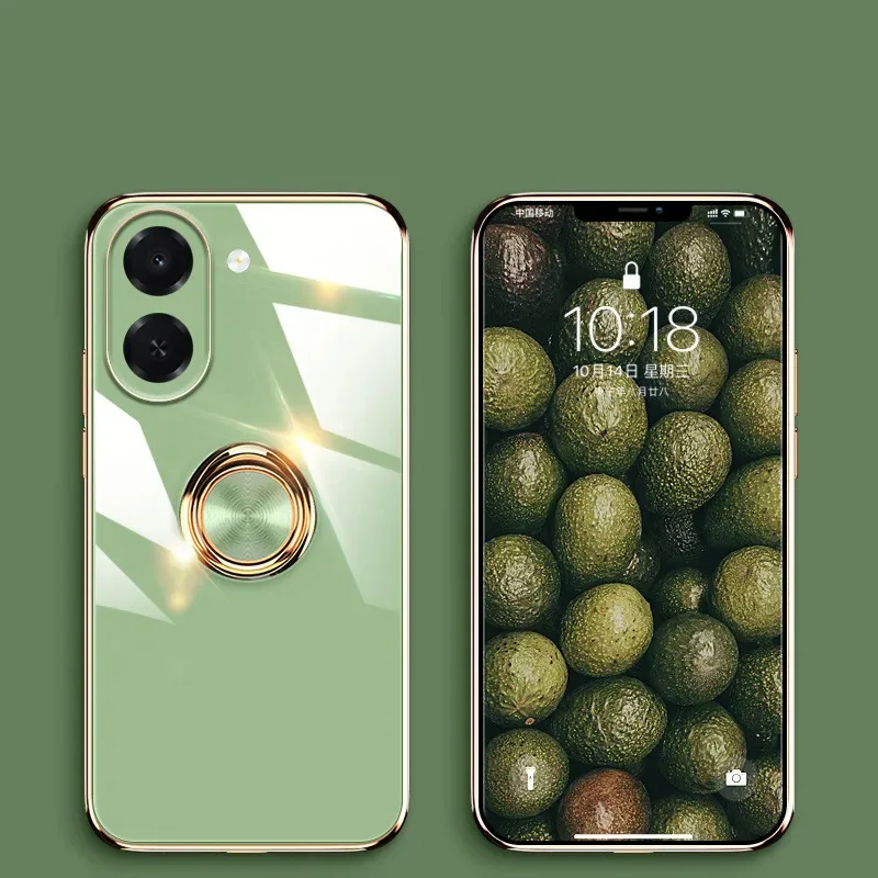 Skinlee Case For Honor X7E X7D With Ring Solid Color Electroplate Bezel Soft Shell For Honor X7E X7D Cover