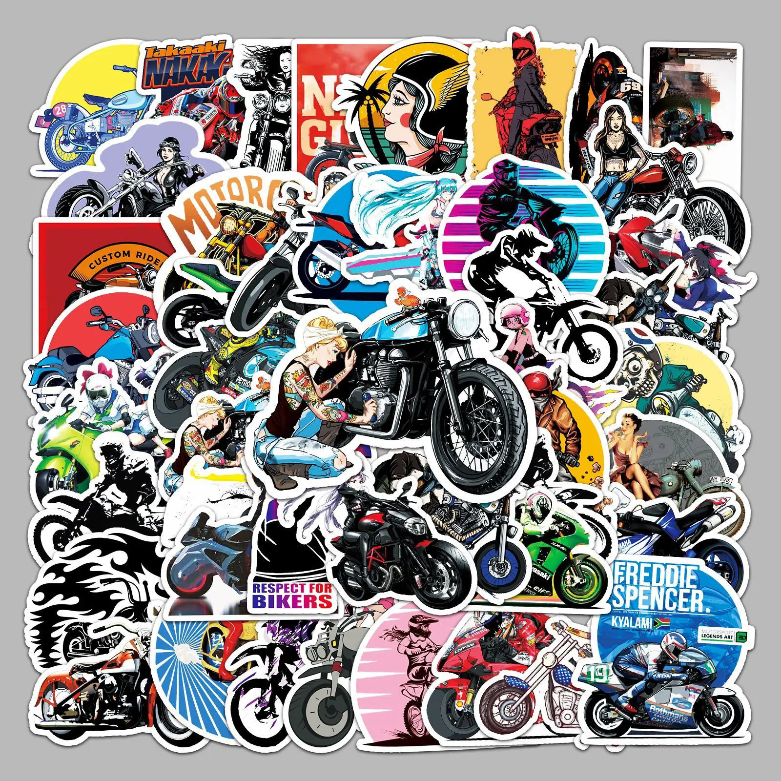 50 Pcs Motorcycle Riding Graffiti Stickers Decals Personalized Motorcycle Decoration Notebook Luggage Stickers for BMW Honda KTM