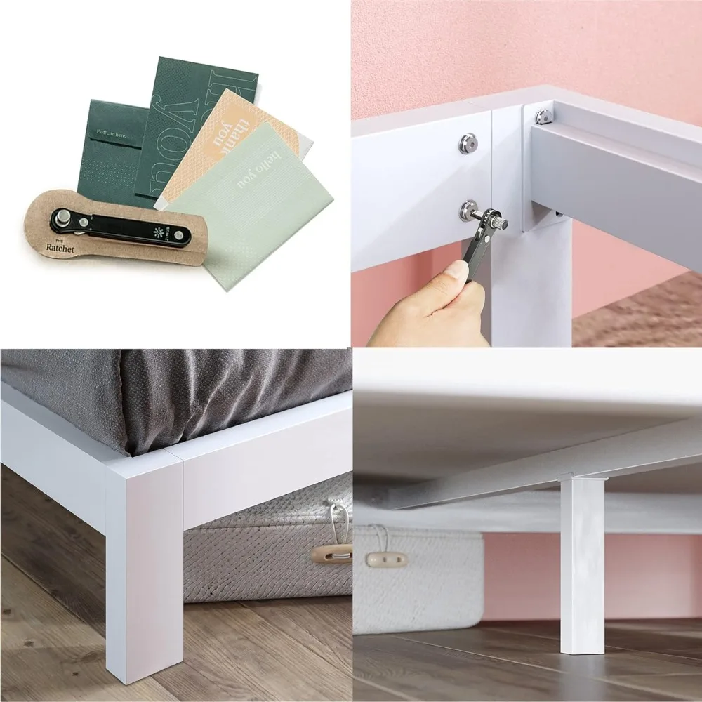 Metal Platform Bed Frame, Wood Slat Support, No Box Spring Needed, Easy Assembly, noiseless, Sturdy bed frame