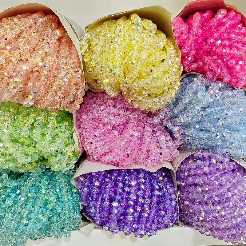 10Pcs/Lot 6mm Faceted AB Coating Crystal Beads Pastel Flat Loose Beads for Clothing Accessories DIY Jewelry Making Necklace