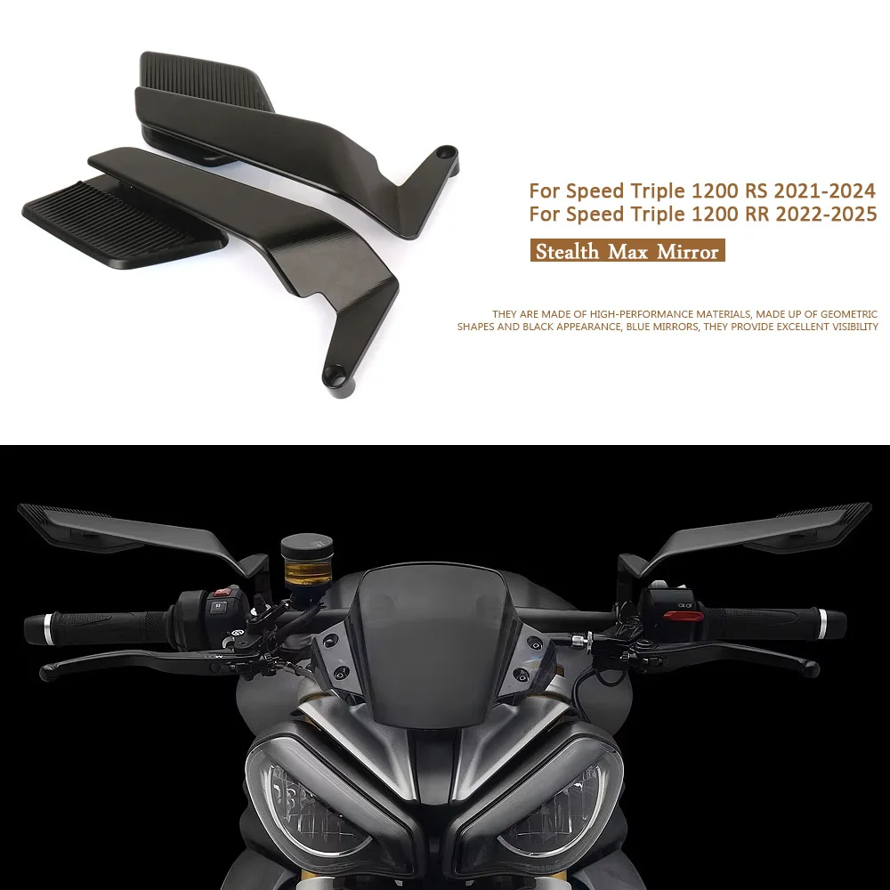 

Для Speed Triple 1200 RS RR 1200RR 2021-2025 мотоциклетное новое зеркало заднего вида с невидимым крылом, регулируемое вращающееся зеркало бокового вида