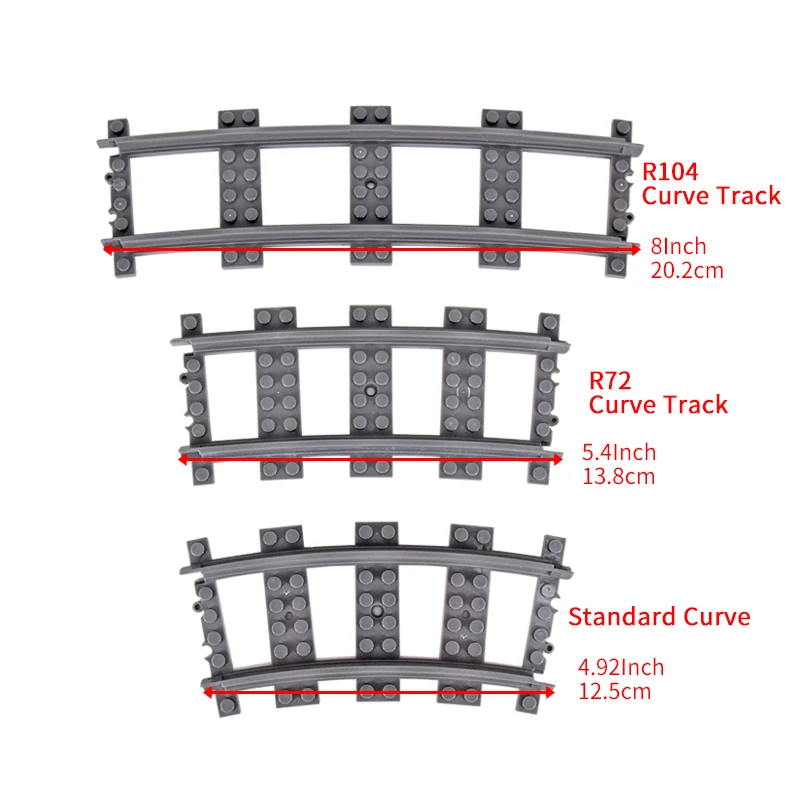 MOC City Bricks Train Flexible Construction Parts Railway Curve Track R72 Building Blocks Model Accessories Compatible 53401