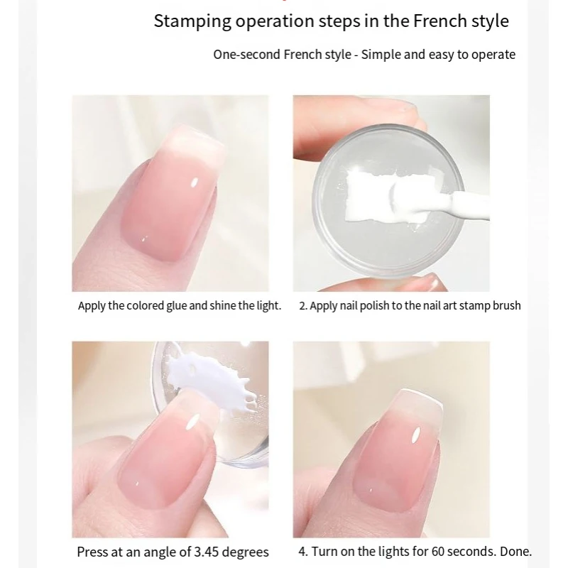 Estampador de uñas transparente con raspador, set de 2 piezas, cabeza de silicona para estampado francés, plantilla de estampado, cuidado de uñas 5