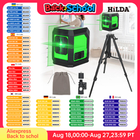 HILDA 2 Lines Laser Level Self Levelling Green Beams New Style Laser Horizontal & Vertical Cross-Line Measuring Instrument