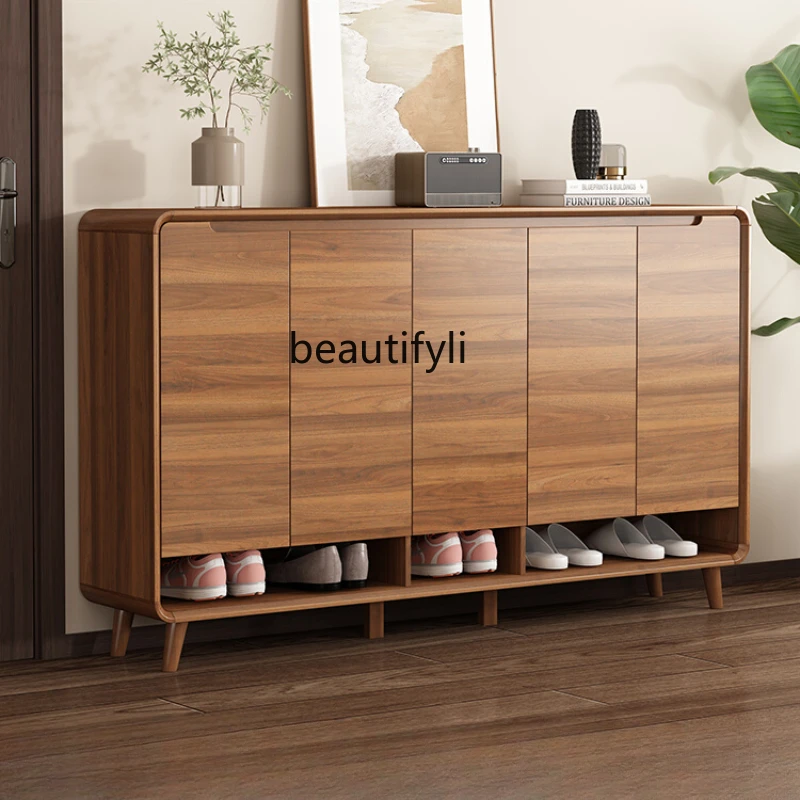 

Shoe Cabinet Household Outdoor Dustproof Walnut Color Large Capacity Multi-Layer Storage Cabinet