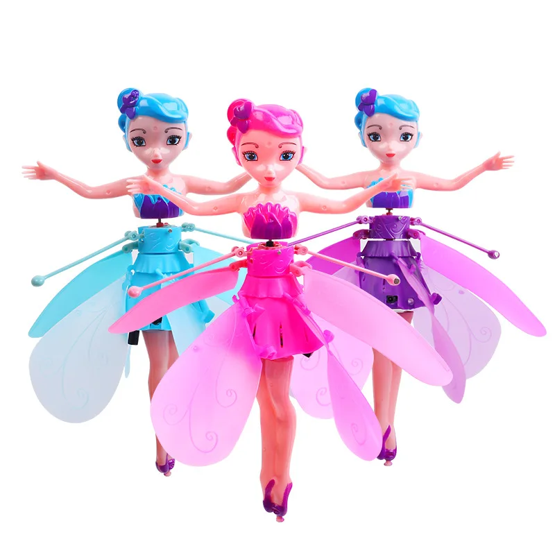 Little Princess Luminous Rotating Helicopter Doll with Dancing Plane Gesture InductionFlying Toy for Kids Christmas Holiday Gift