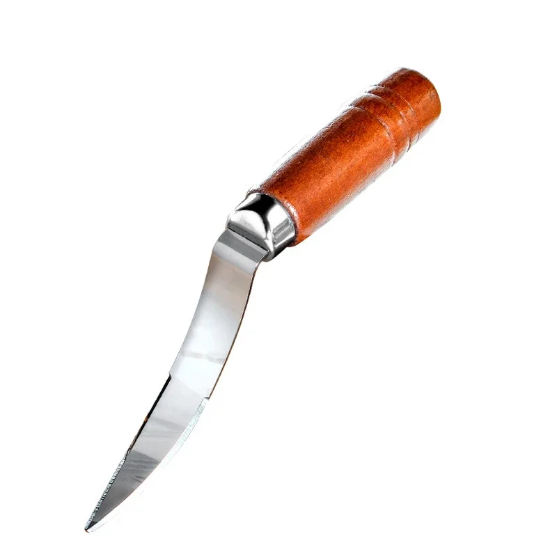 الفولاذ المقاوم للصدأ جوز الهند فتاحة سكين أدوات المطبخ المنزلية متعددة الوظائف مقبض خشبي مقشرة الفاكهة سكين جوز الهند الإبداعية
