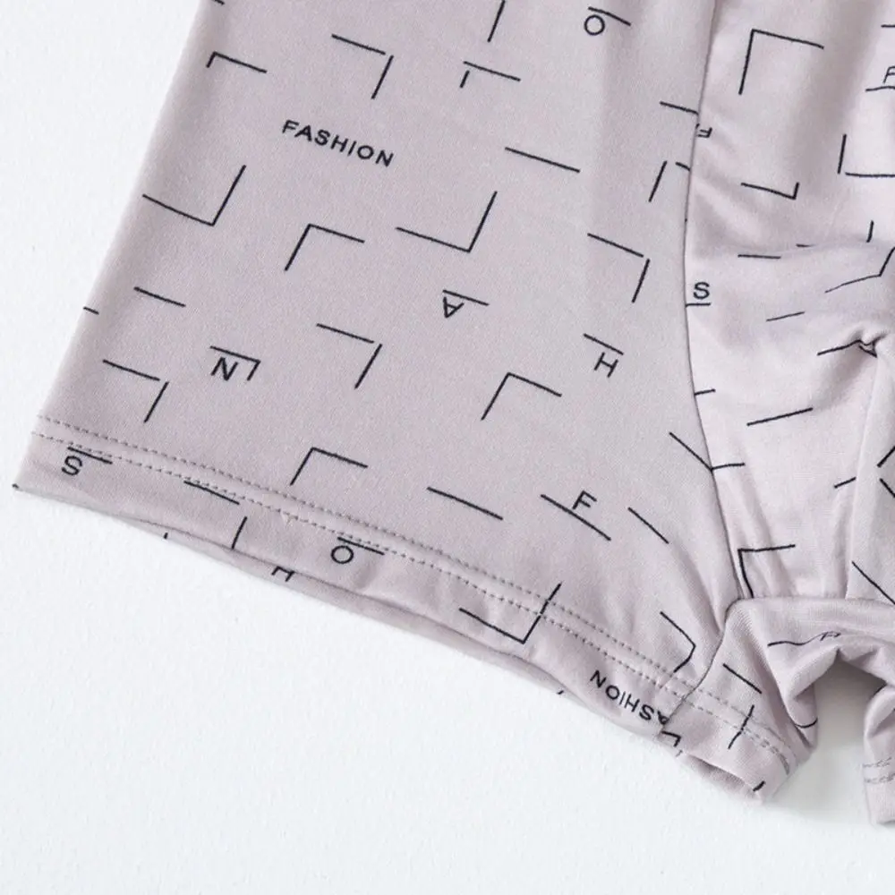 

4Pcs Stripe Letter Men's Flat Panties Large Size Seamless Simple Boxers Shorts Underpants Mid Waist Underwear for Men Male/Boys