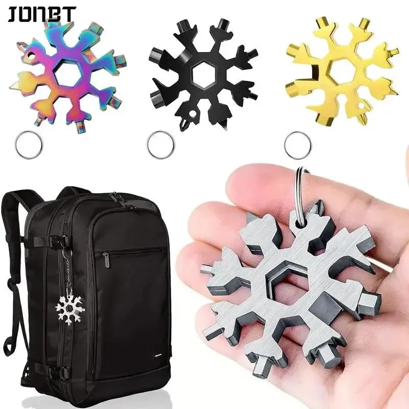 18 in 1 Snowflake Multi Tool Portable Pocket Wrench Screwdriver Hex Key Bottle Opener Outdoor Survival Gear Camping Repair Tool