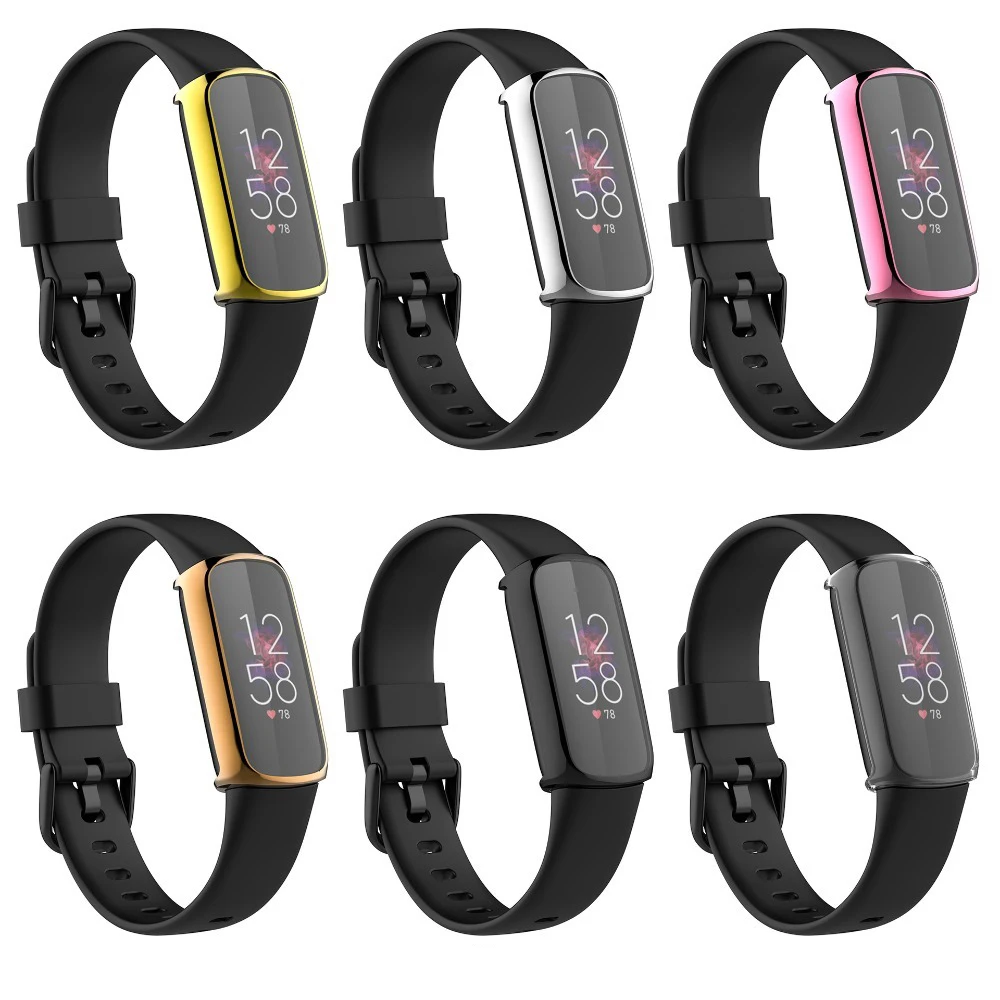 TPU Case for Fitbit luxe Smart Band Full Cover Screen Protector With Cleaning cotton Anti-scratch Film Bumper for Fitbit luxe