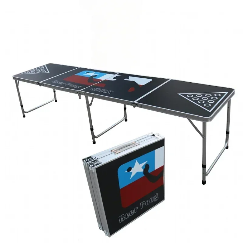 Beer Pong Table LED Extended Game Table Light Weight Easy Carry Aluminum Outdoor Folding Ping Pong Table Custom Design For Party