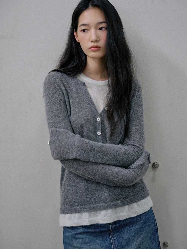 

Jicouture Ultra-Thin Camere Knitted Base Layer irt Women's Henry Collar Sweater T-irt Long Sve Top Casual Sle