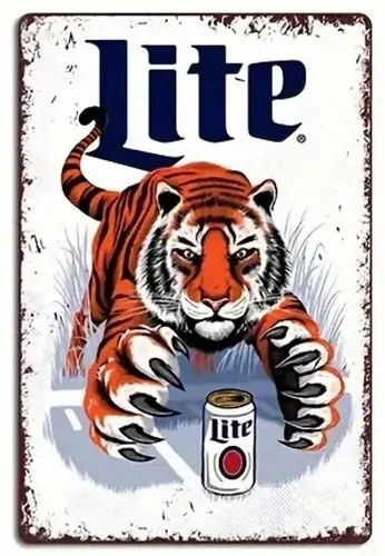 Cerveza Lite Orange Tiger Vintage; Letrero de metal NUEVO!