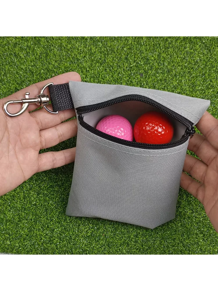 Golf Tee Pouch, Zipper Golf Ball Bag with Metal Lobster Claw Clip for Men Women