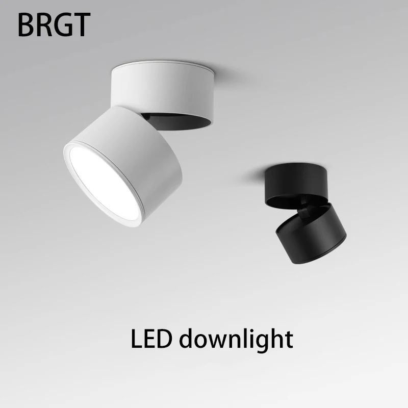 Led Downlight Surface Mounted Ceiling Lamp Adjustable Angle Apotlight Foldable Soft Light Round White Black 7W 12W 110V 220V