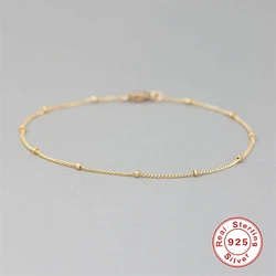 Aide 925 Sterling Silber Minimalis Kleine Perlen Dünne Kette Armbänder Für Frauen Rose Rot Gold Armband Partei Schmuck Zubehör