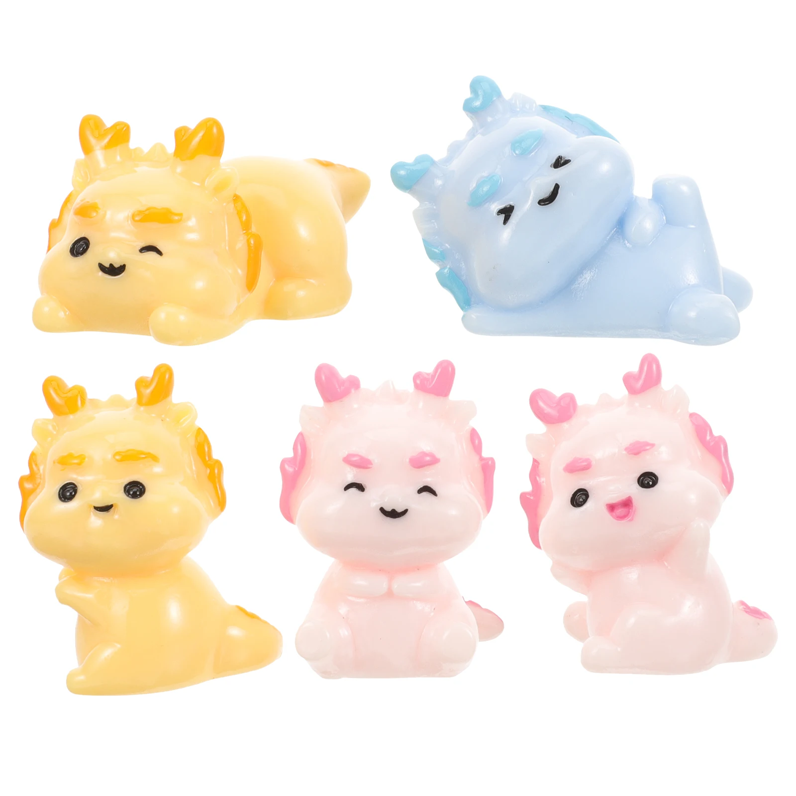 5 قطعة سطح المكتب الديكور الراتنج التنين الصغير التماثيل دائم الكرتون تمثال حديقة ساحة هدية مزخرفة الراتنج المشهد التنين