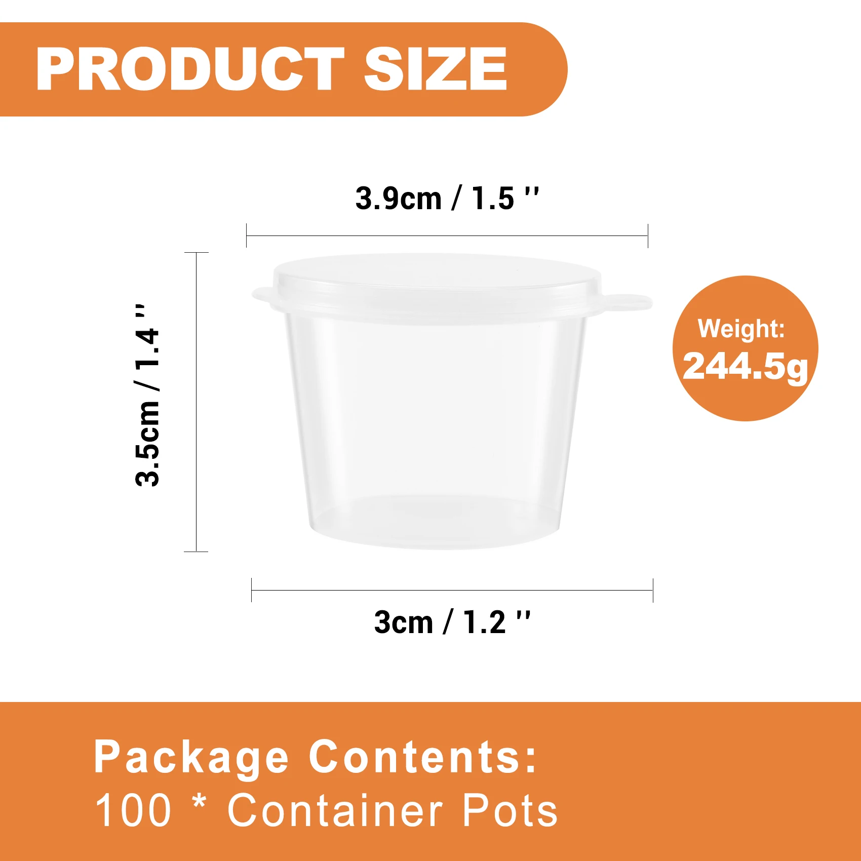 ABJO-100 X 1Oz Round Food Container Pots With Lids,Hinged Sauce Pots Reusable Jelly Shot Cups Small Deli Pot Restaurants - view 6