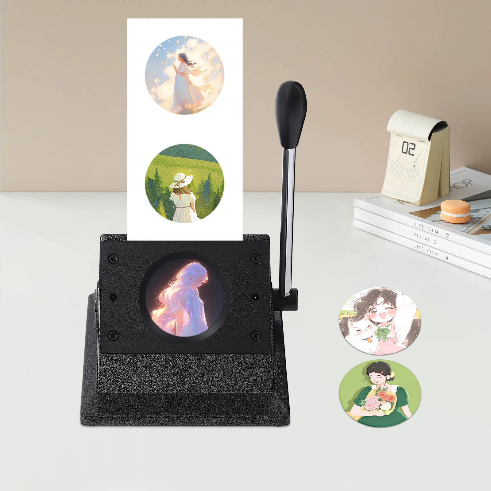 for Round Punch Die Cutter, Professional Make Badges Manual Cutter Machine， Suitable For Cutting Paper Weighing Around 0.66 Lbs