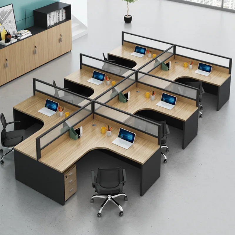

4 Way Cubicle Staff Modular Office Workstations Workstation Desk Furniture for 4 People 6 8 Person Metal Legs Table 2 Seater