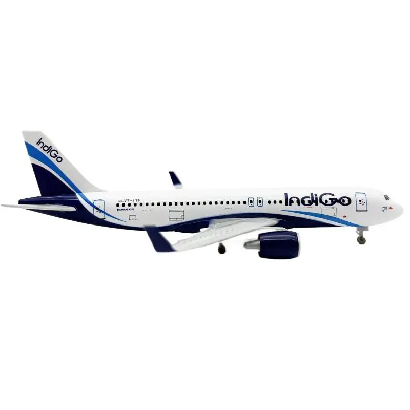

1 комплект, 20 см, индийский синий A320, игрушечный самолет из сплава металла, литая под давлением модель самолета для детей, подарок, миниатюрный самолет для коллекции