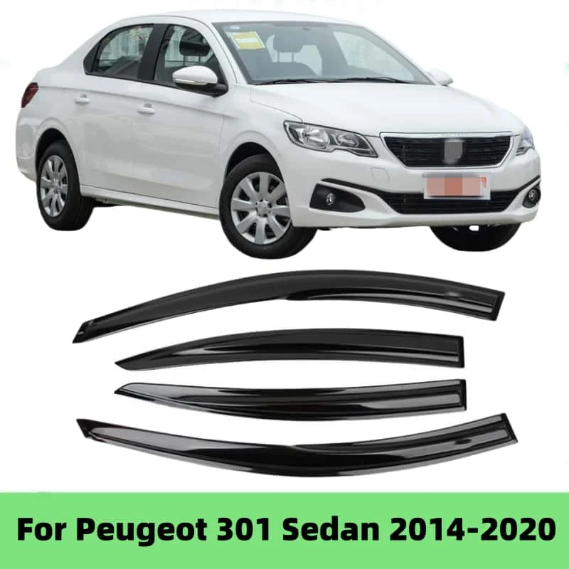 For Peugeot 301 Sedan 2014 2015 2016 2017 2018 2019 2020 Car Side Window Visor Deflector Vent Awnings Shelters Rain Guard Cover