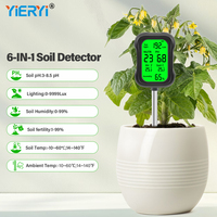 Plant Soil Monitor 6-in-1 Digital Tester with Precise Lux & Moisture Display pH Fertility Temp Sensor for Home Garden