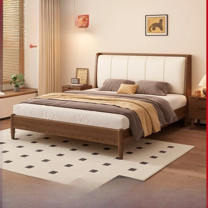 سرير مصنوع بالكامل من الخشب الصلب، وسرير مزدوج لغرفة النوم المنزلية البسيطة الحديثة #1