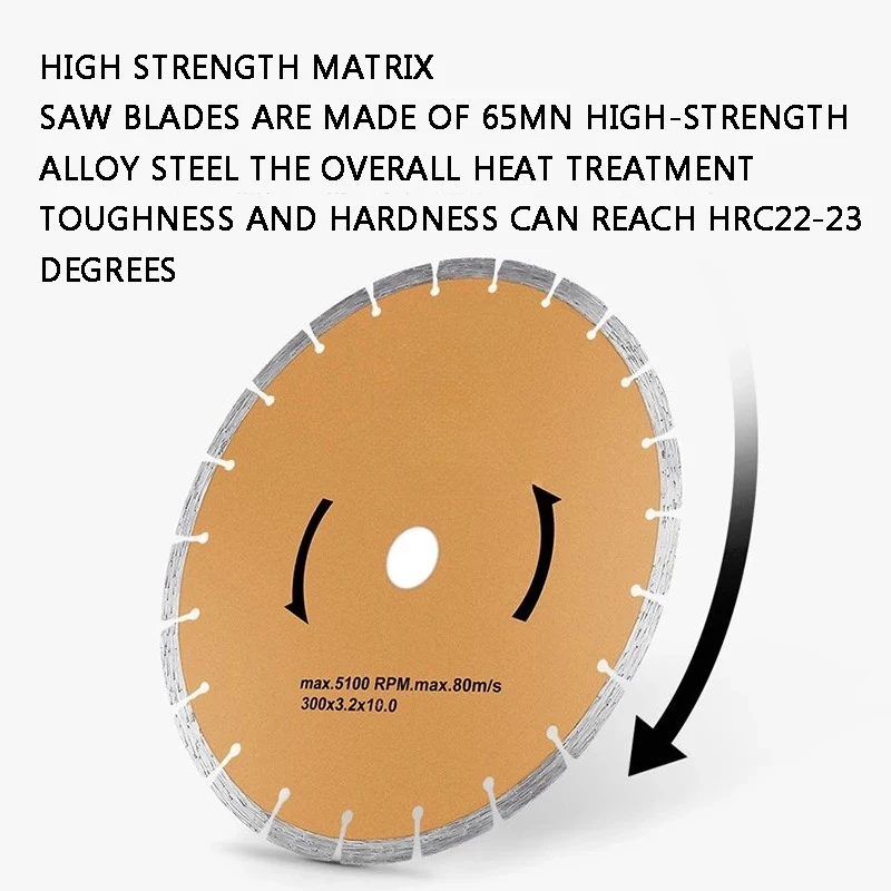 12-Inch 300MM Diamond Saw Blade Marble Chip Granite Cement Slotting Road Stone Concrete Cutting Piece