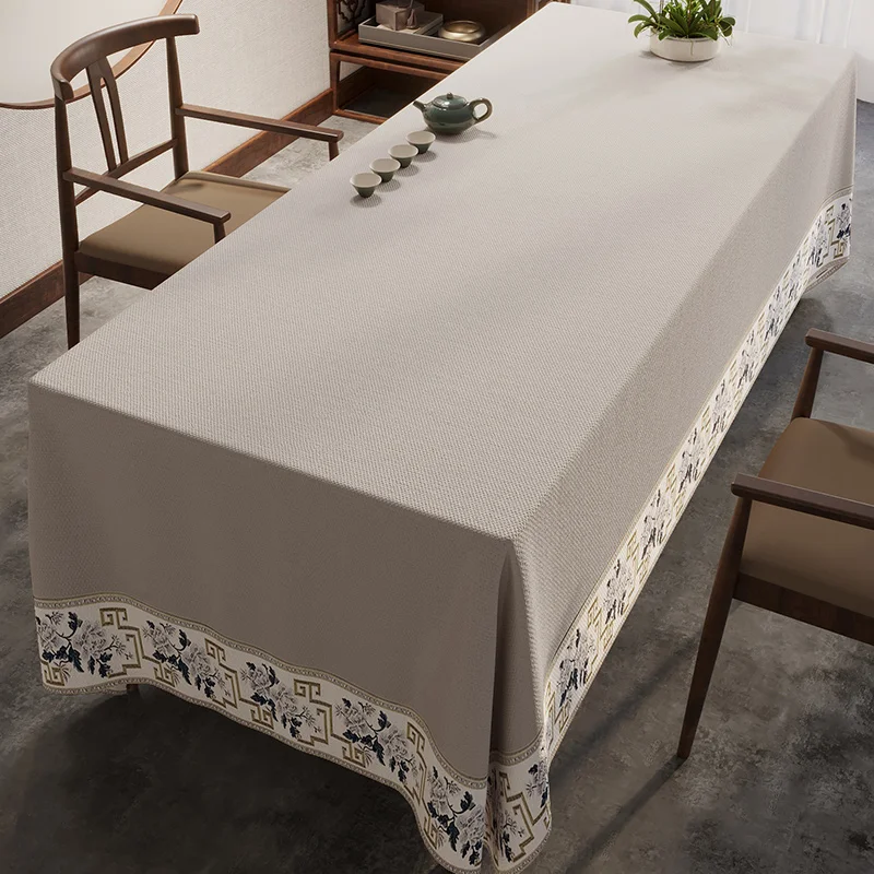 

B19 Tea mat cotton and linen pure color tea tablecloth Chinese style waterproof tablecloth gray Zen conference table Wang Tao