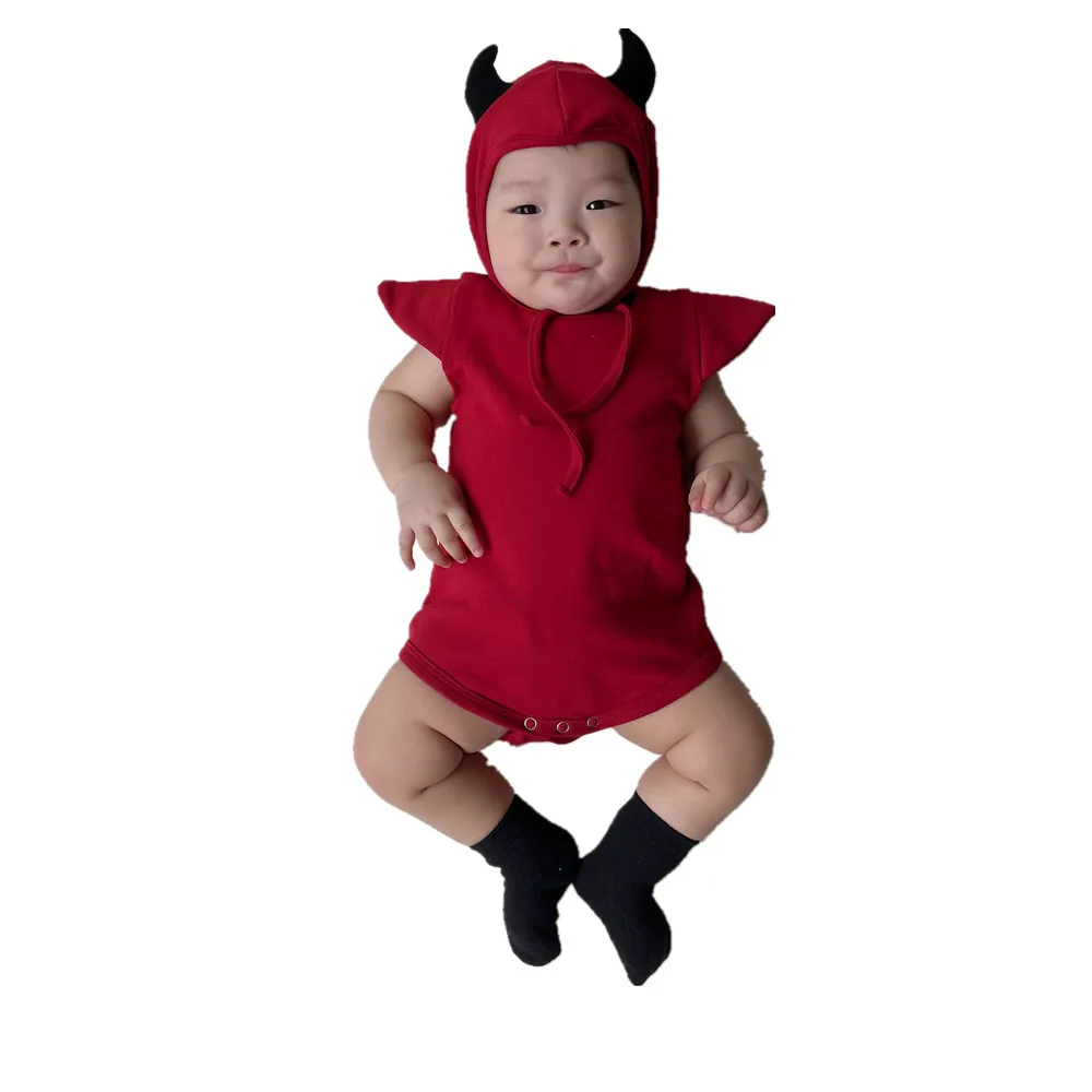 

25 summer Korean Version Baby Jumpsuit With Three-dimensional Demon Shaped Baby Short Sleeved Children's Bag Fart Outfit