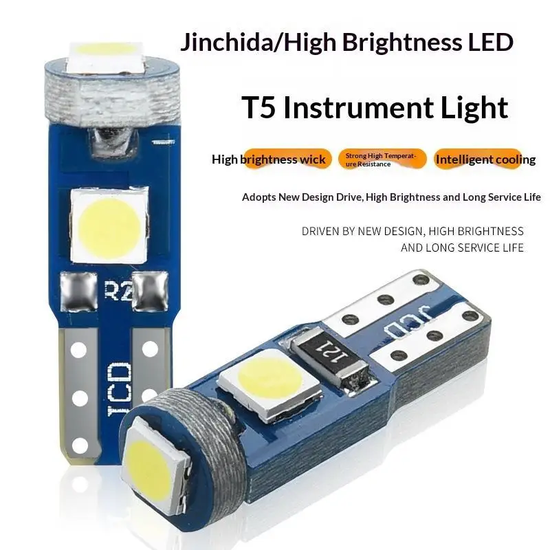 10Pcs T5 Canbus LED Indicator Bulbs W3W 74 286 W1.2W Easy Install Super Bright Car Audio Backlight Lights