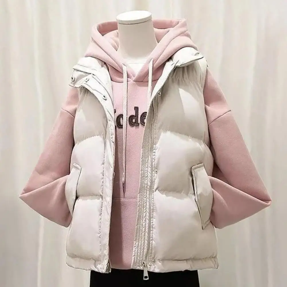 Cozy Women Quilted Vest Women's Winter Padded Vest with Zipper Closure Stand-up Collar Sleeveless Outdoor Down Coat for Heat