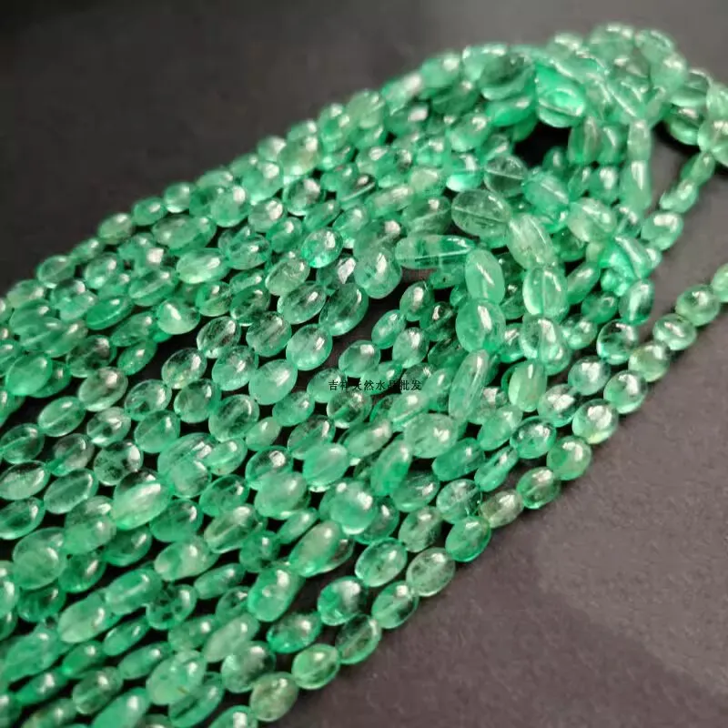 7A Emerald green FLAT OVAL BAROQUE 4-9mm 40cm for making jewelry necklace  FPPJ wholesale loose beads