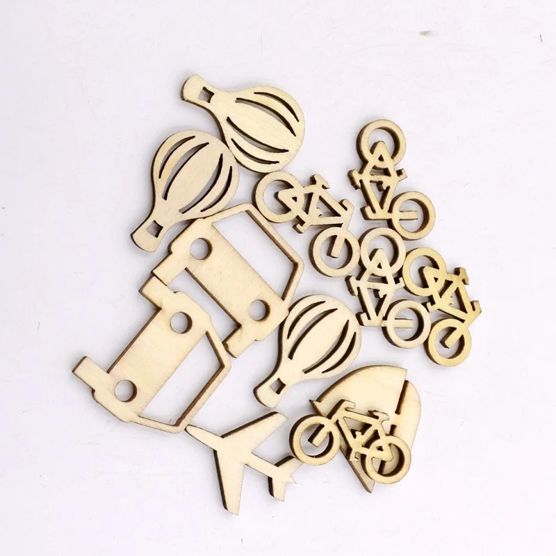 Veicolo dei cartoni animati Log Bottoni in legno misti Artigianato decorativo fatto a mano fai-da-te 25 pezzi/borsa