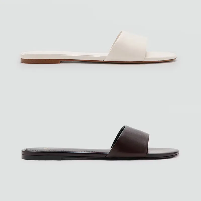 

Women Slippers French Style Temperament Square Head Flat Sandal Quality Patent Leather Casual Slipper Summer Open-toe Flip-flops