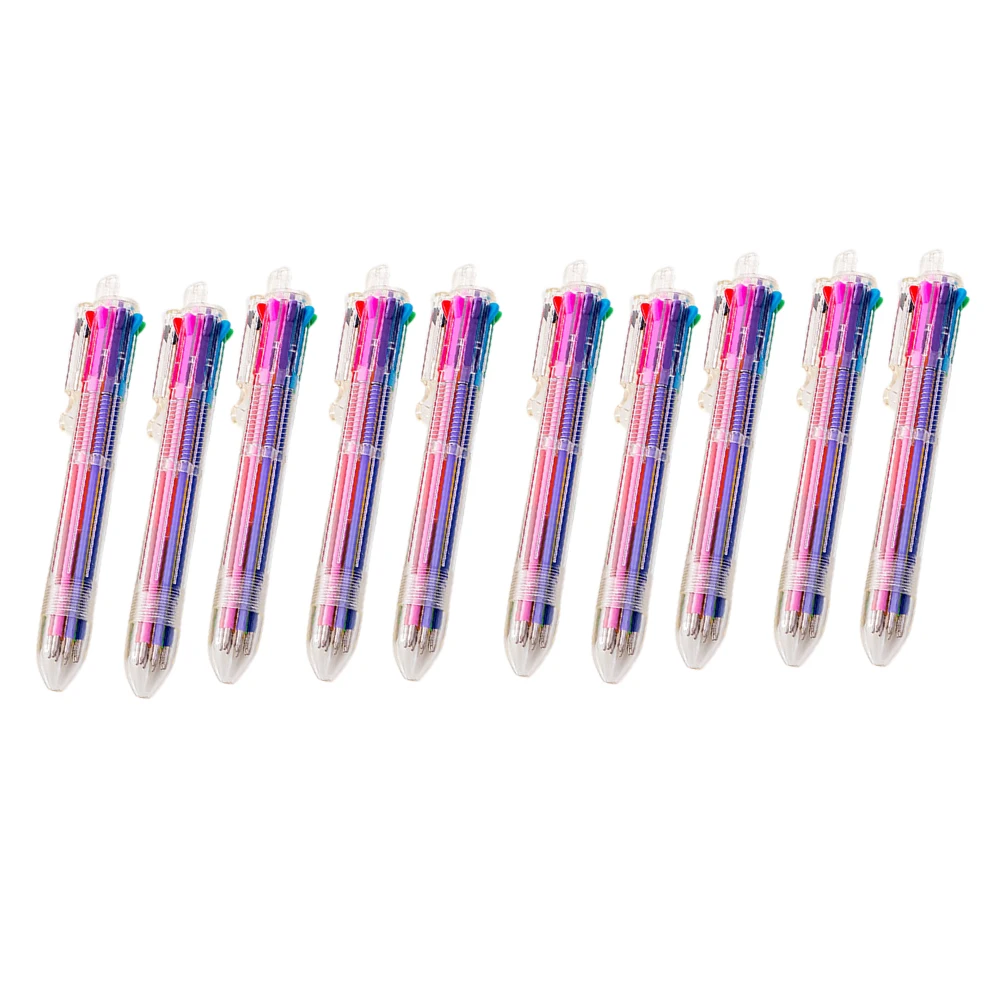 

10 Pcs Ballpoint Pen -color Retractable Pens Student Stationery Supplies 8-color Signing