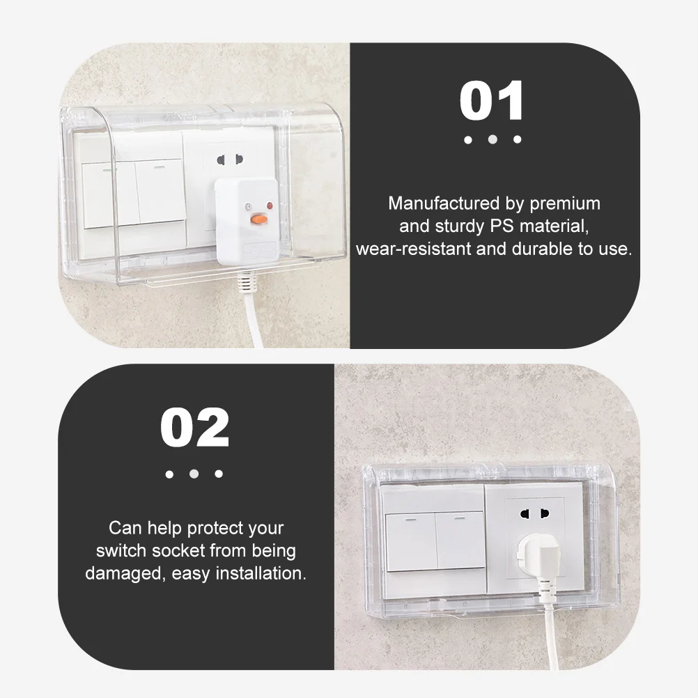 

2pcs Waterproof Socket Box Splash-Proof Dust-Proof Switch Cover For Two-Position Outlet Material Protects Electrical Devices