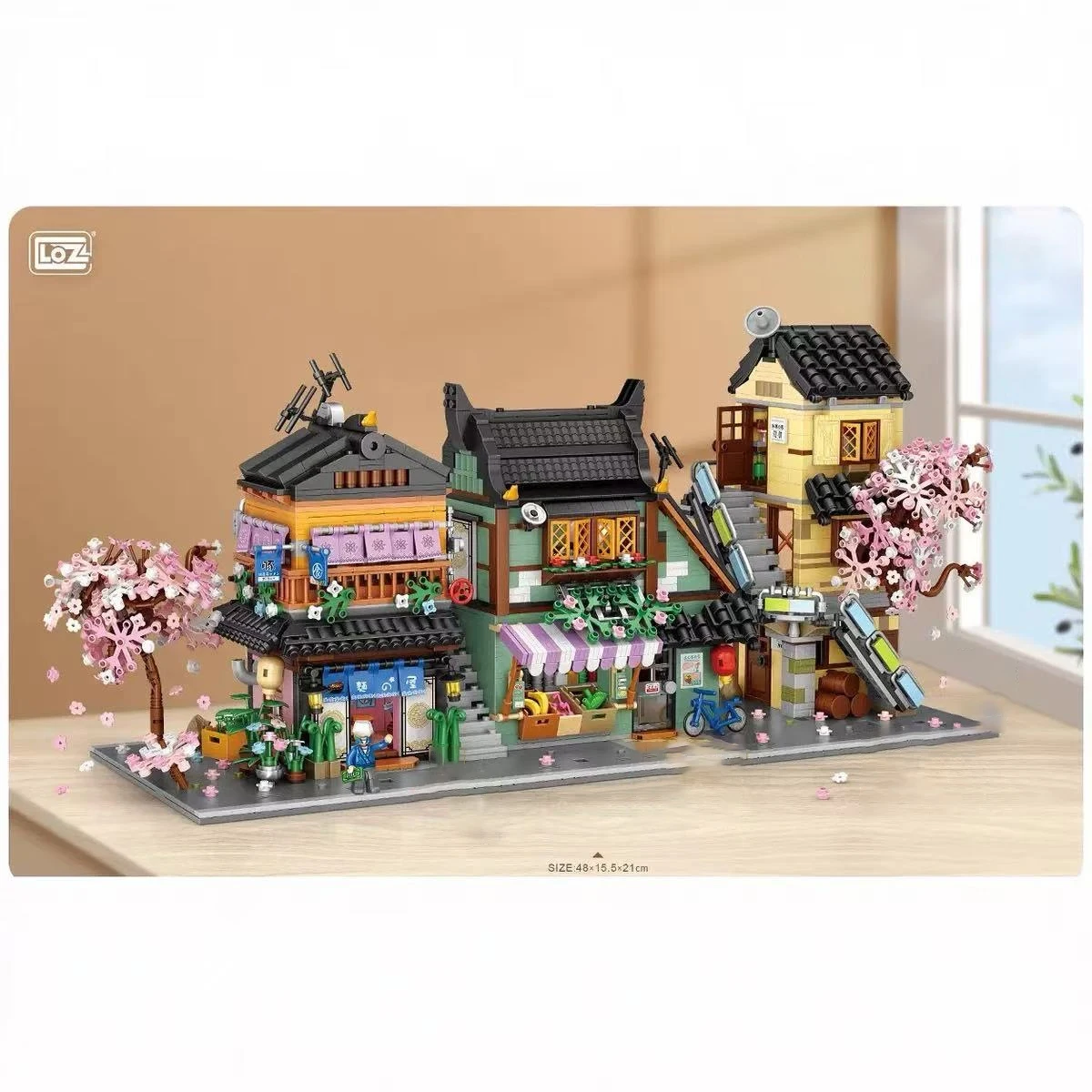 LOZ Japanese street scene series building toys, famous noodle shop DIY building model, building blocks toys, birthday toy gifts