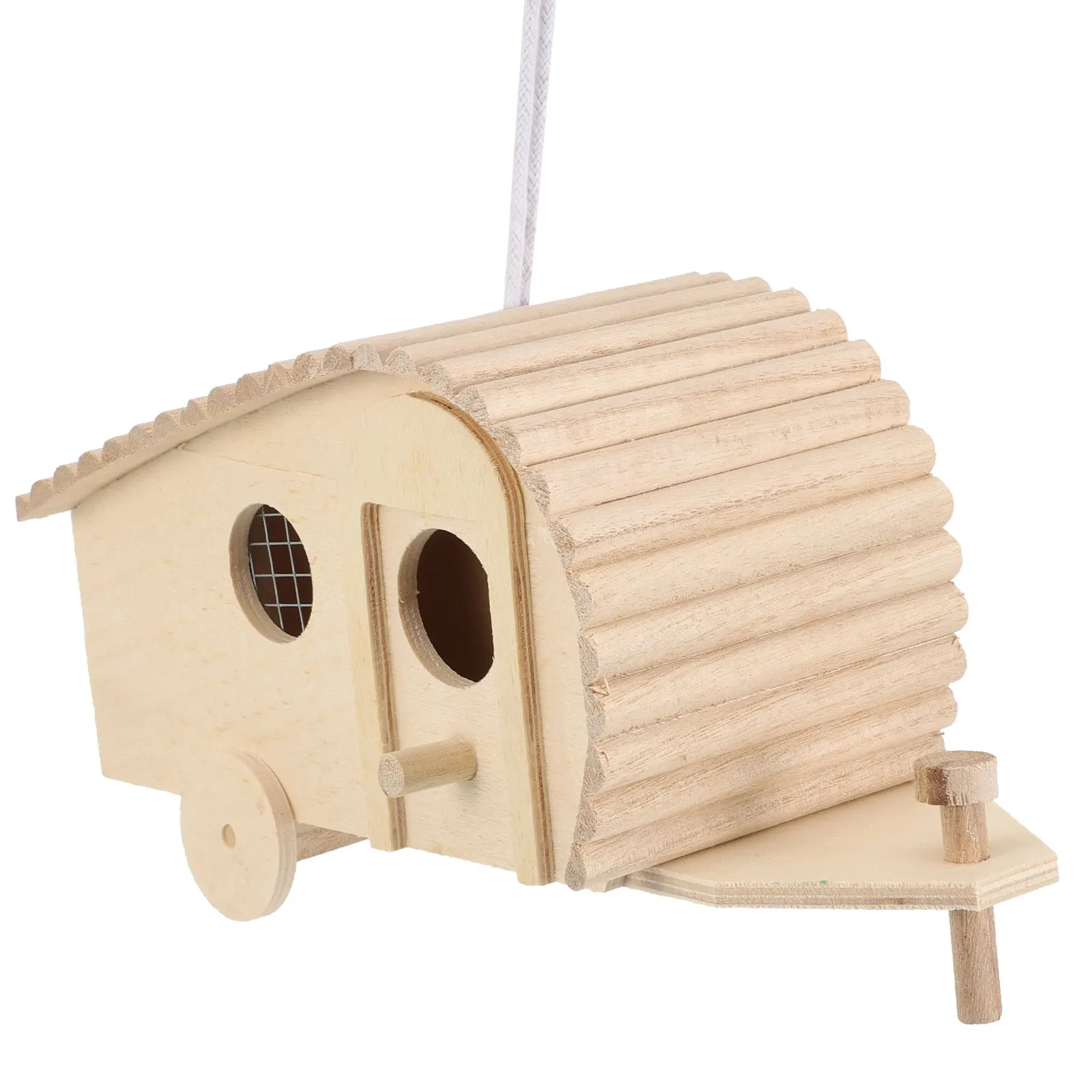 

Natural Wood Bird Nest Hanging Birdhouse for Garden Safe Pet Birds Cozy Home Decor Lightweight Portable Wooden Bird House Yard
