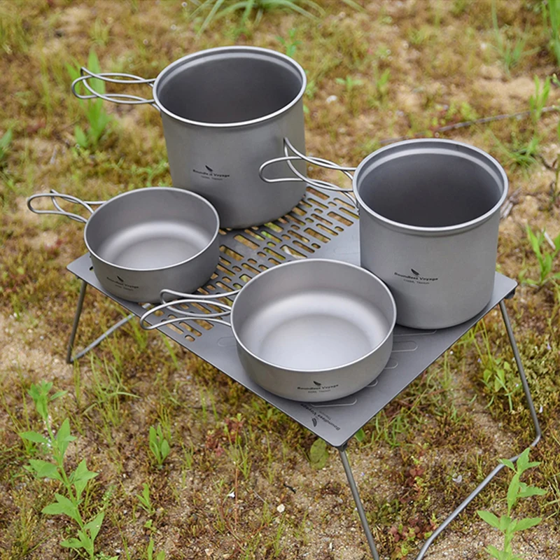 

Многофункциональный титановый набор для приготовления пищи Boundless Voyage, титановая кружка для кастрюли, набор посуды для пикника и кемпинга на открытом воздухе