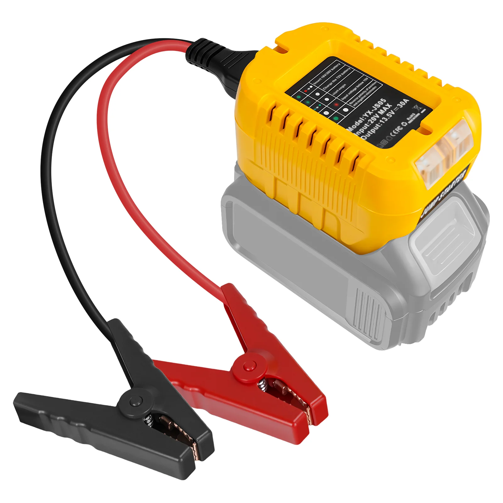 Jumper Cables with Clips for Dewalt 20V Battery 10AWG Automotive Booster Cable Line Emergency Jump Starter Leads (No Battery)