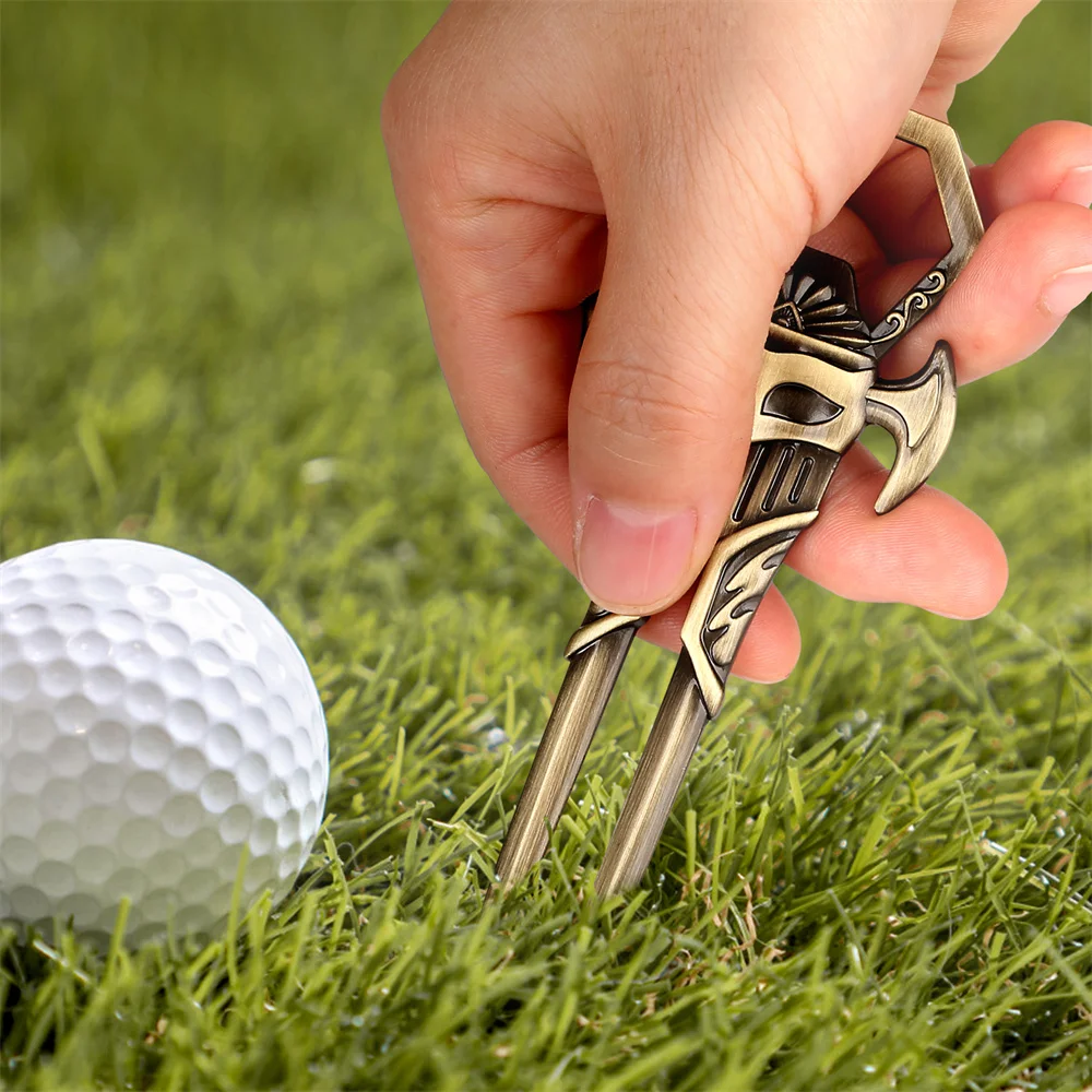 Strumento di riparazione Divot da Golf 2 in 1 e apribottiglie per birra Golf strumento di riparazione dell\'erba regalo per golfisti