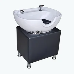 Lavabo de champú ajustable móvil para peluquería, asiento de silla de pelo, costura de champú medio tumbado