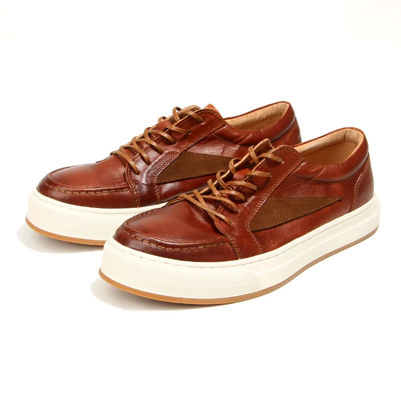 Washed Horseskin Men's Board Shoes Retro Vintage Men's Casual Shoes Designer Loafers Men