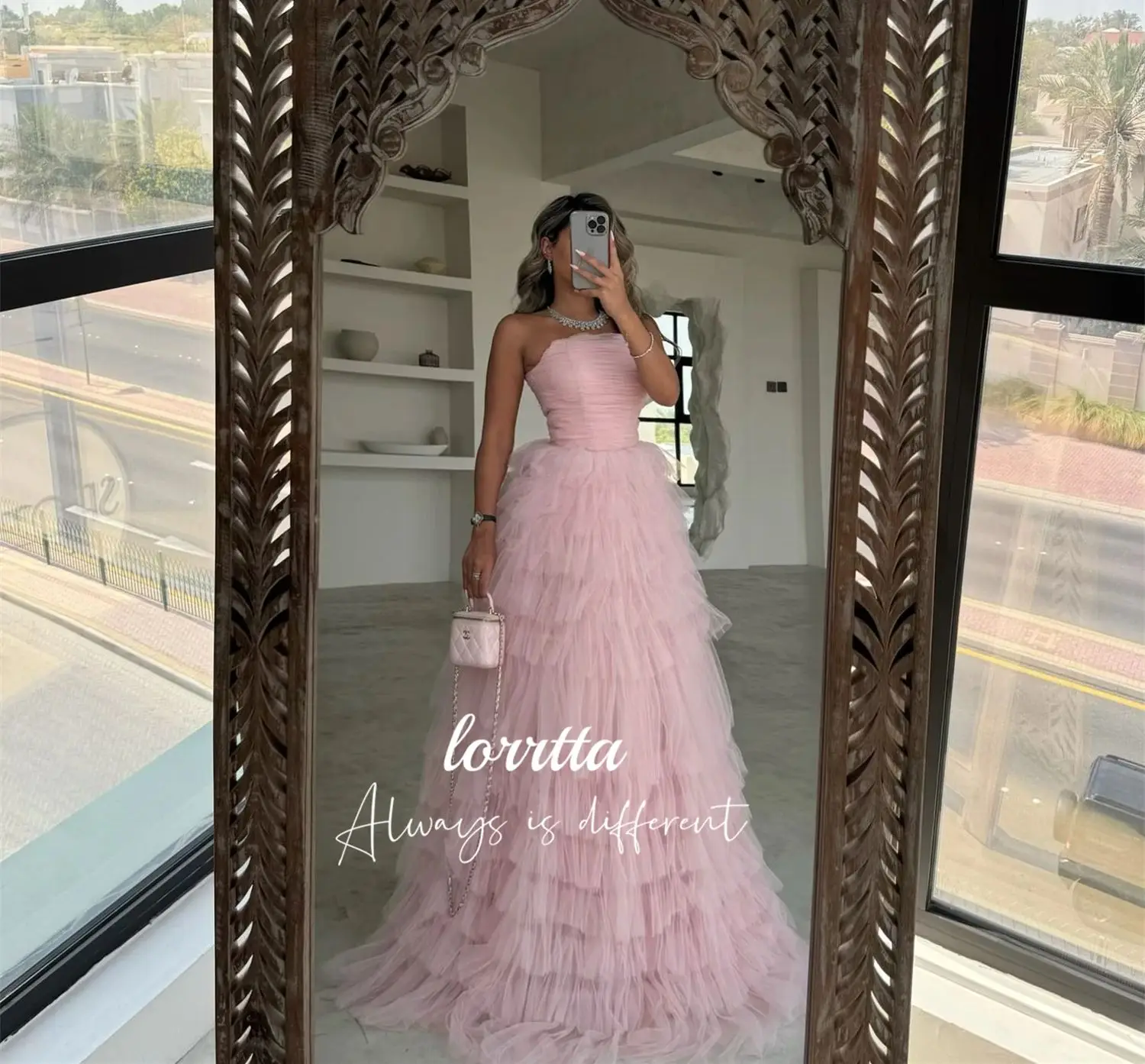 Lorrtta Line A Evening Dress Party Pink Mesh Formal Occasion Dresses for Special Occasions Robes De Cocktail Customized