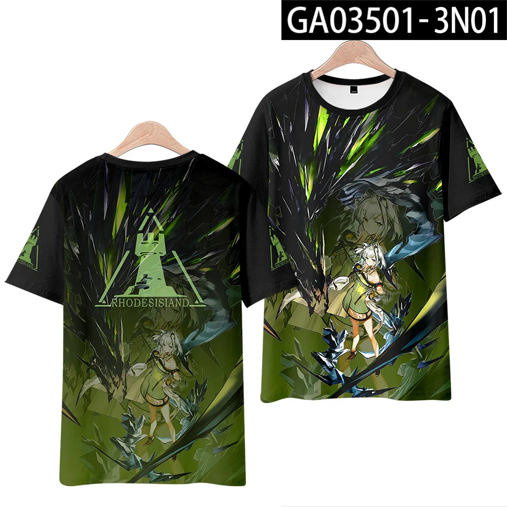 ¡Nuevo! Camiseta con estampado 3D del juego Arknights, moda de verano, cuello redondo, manga corta, ropa de calle Popular, talla grande