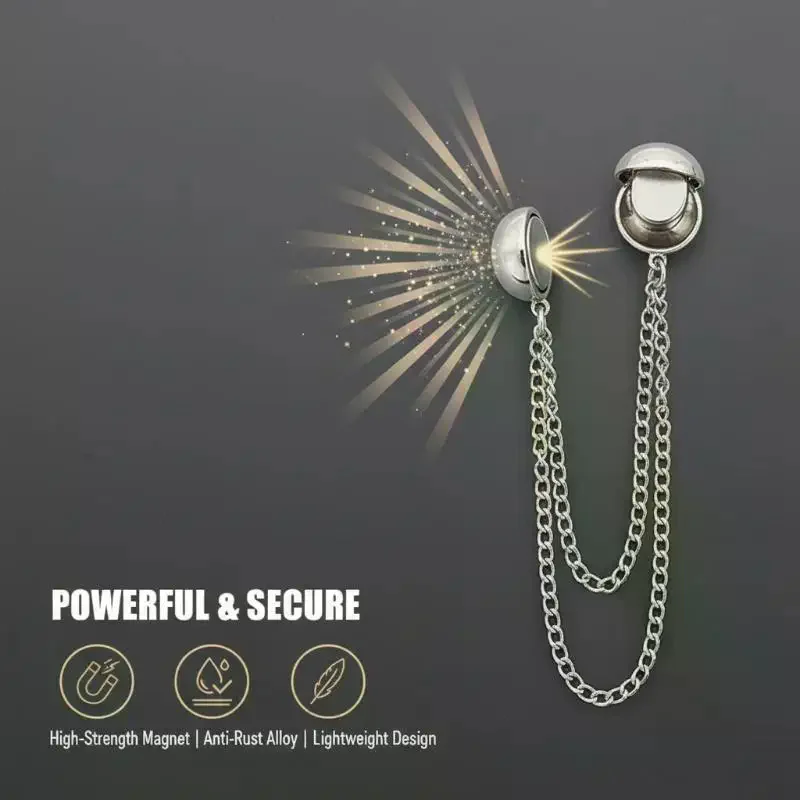 2pcs Portable Magnetic Clothing Clip Chain Metal Button Fixer for Blouse Sweater Convenient Home Office