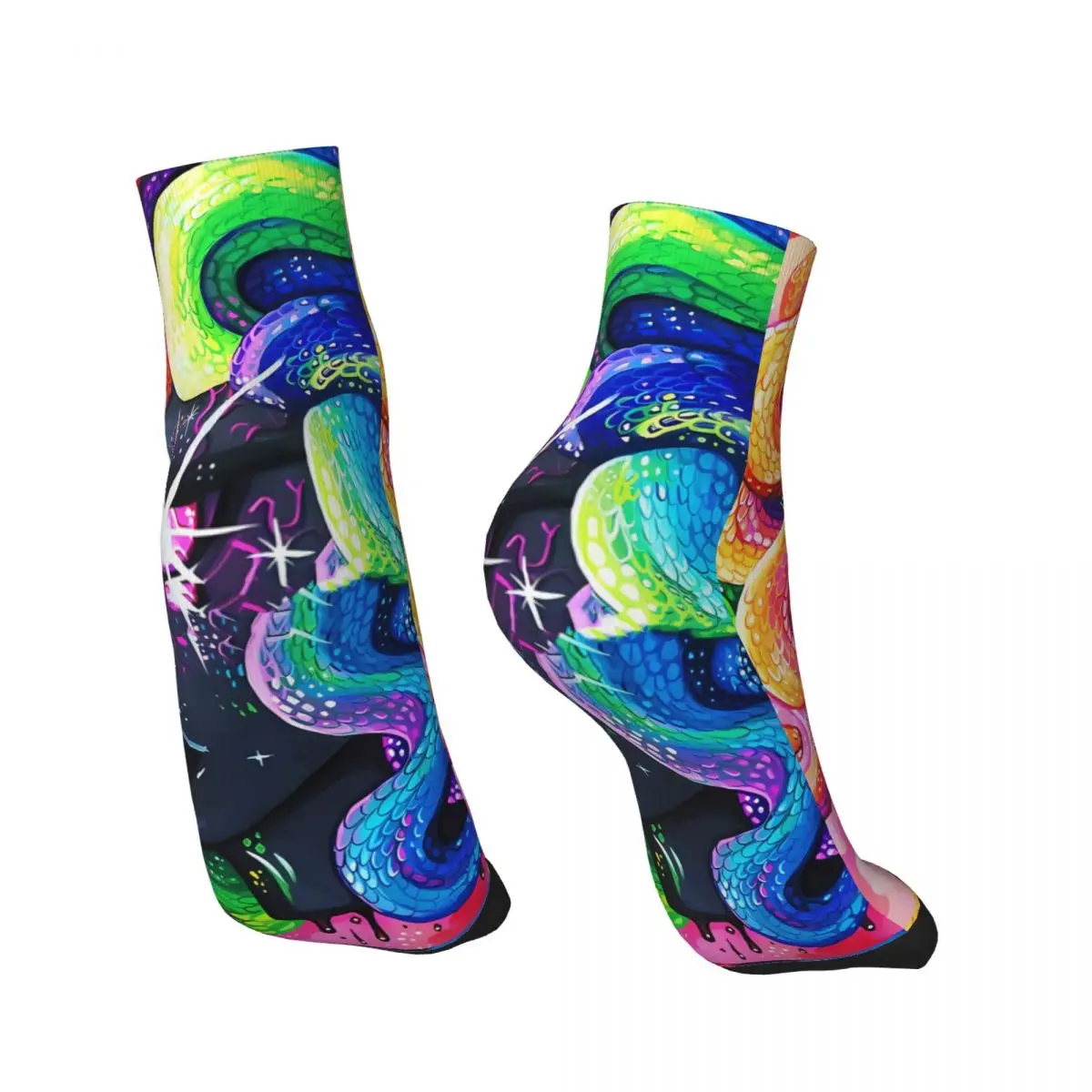 Funny Men's Ankle Socks Rainbow Medusa Mythology Hip Hop Novelty Crew Sock Gift Pattern Printed